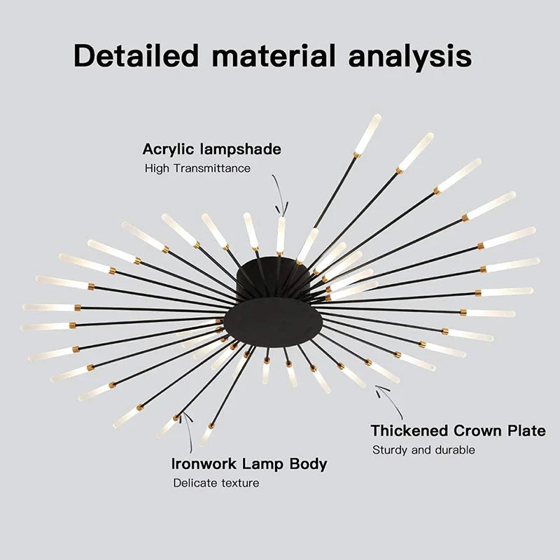 Celeste Nordic Fireworks LED Ceiling Chandelier for Modern Interiors