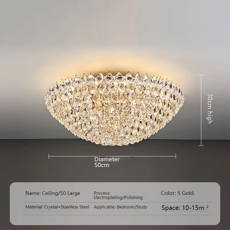 Luxury Round Golden Crystal Chandelier for Living Room & Bedroom