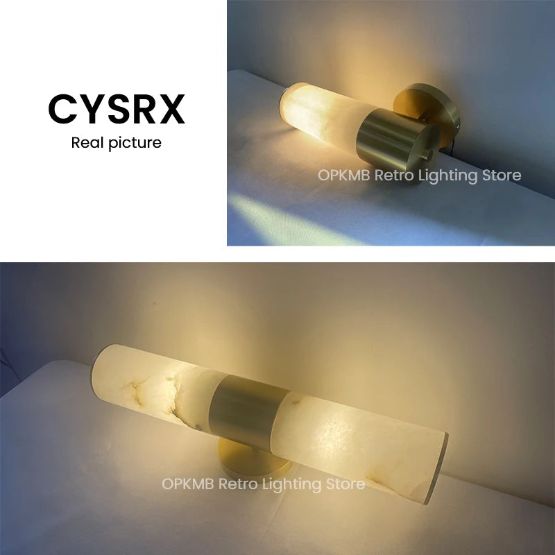 Elise Modern Marble Alabaster Wall Sconce Luxury Bedroom Light