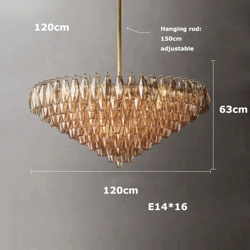 Retro Champagner Pendelleuchte für große Wohnzimmerbeleuchtung