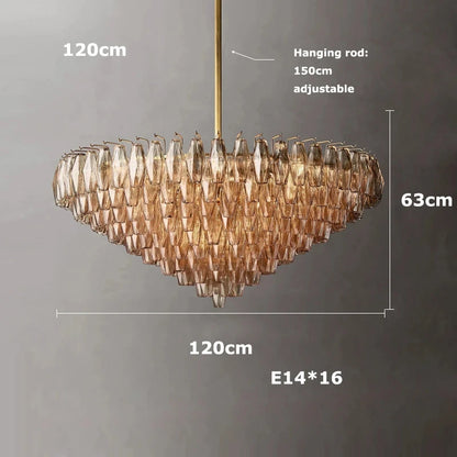 Retro Champagner Pendelleuchte für große Wohnzimmerbeleuchtung