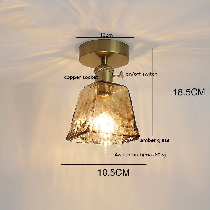 Éloise Amber Glas Kupfer Deckenleuchte