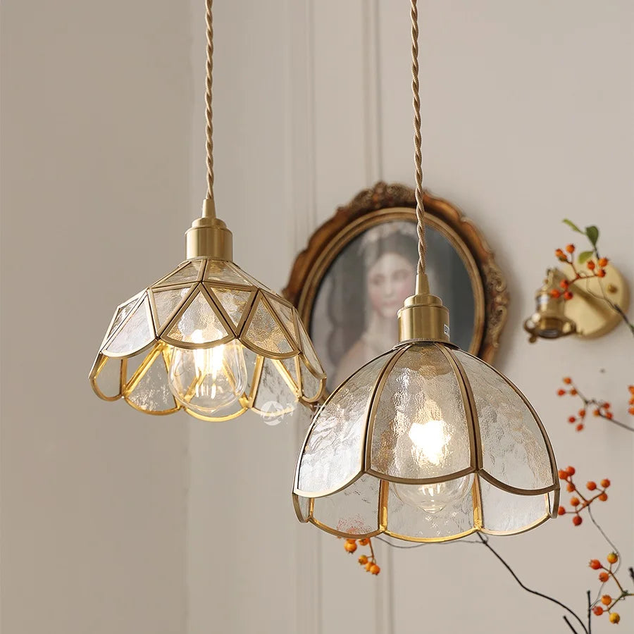 Camille Copper Glass Pendant Light Vintage Style