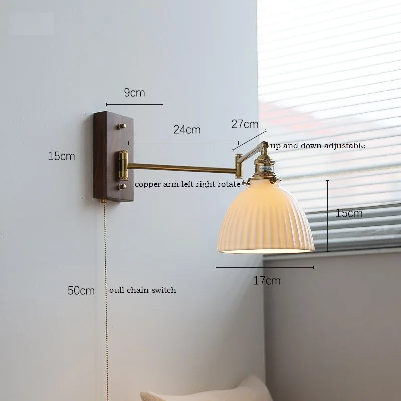 Colette Wood & Copper Adjustable Wall Light