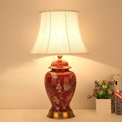 Handbestickte Elster Keramik LED-Stehlampe für die Heimdekoration