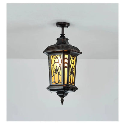 Sophie Outdoor Retro Ceiling Light Yellow Glass Waterproof
