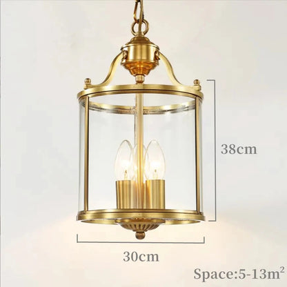 American Country Bronze and Glass Pendant Lamp for Living and Dining Rooms