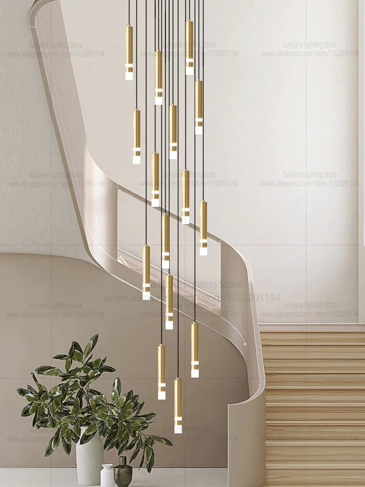 Aurélie Modern Gold LED Staircase Chandelier Light
