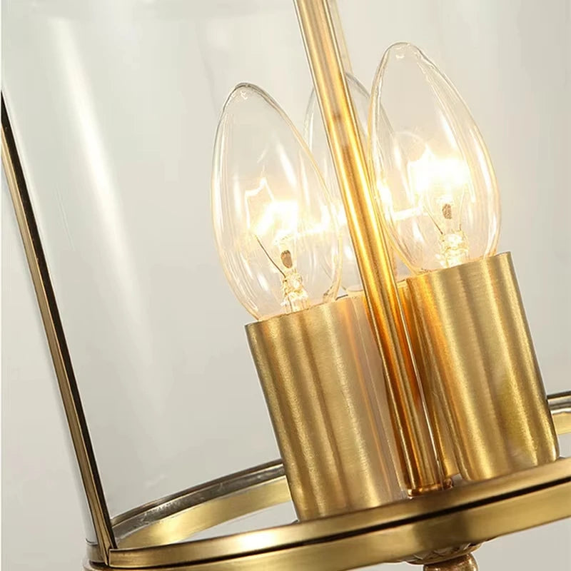 American Country Bronze and Glass Pendant Lamp for Living and Dining Rooms