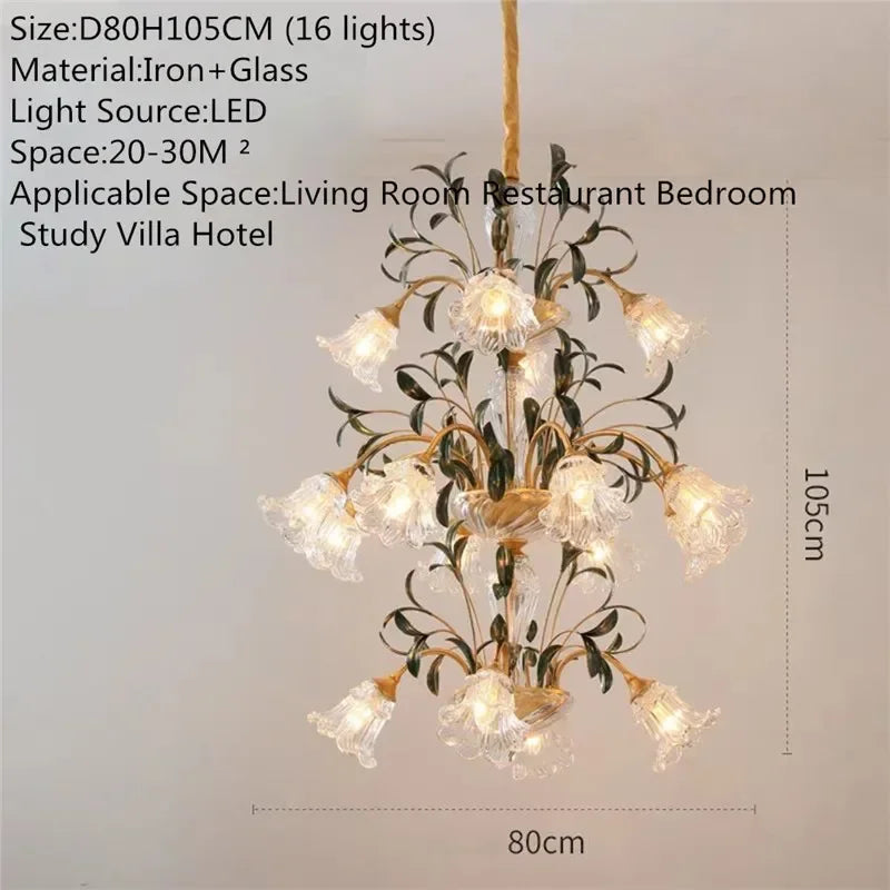 Évelyne Floral Glass Chandelier for Luxury Dining & Lobby Spaces