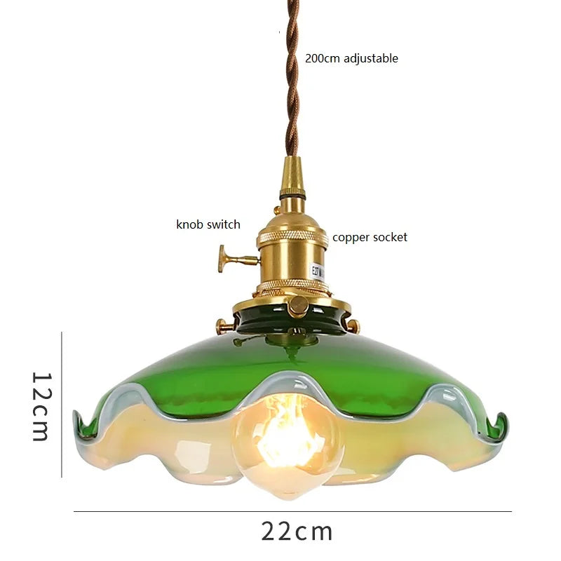 Amélie Vintage Green Glass Pendant Light