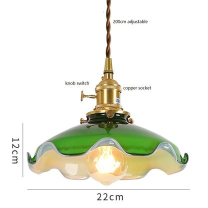 Amélie Vintage Green Glass Pendant Light