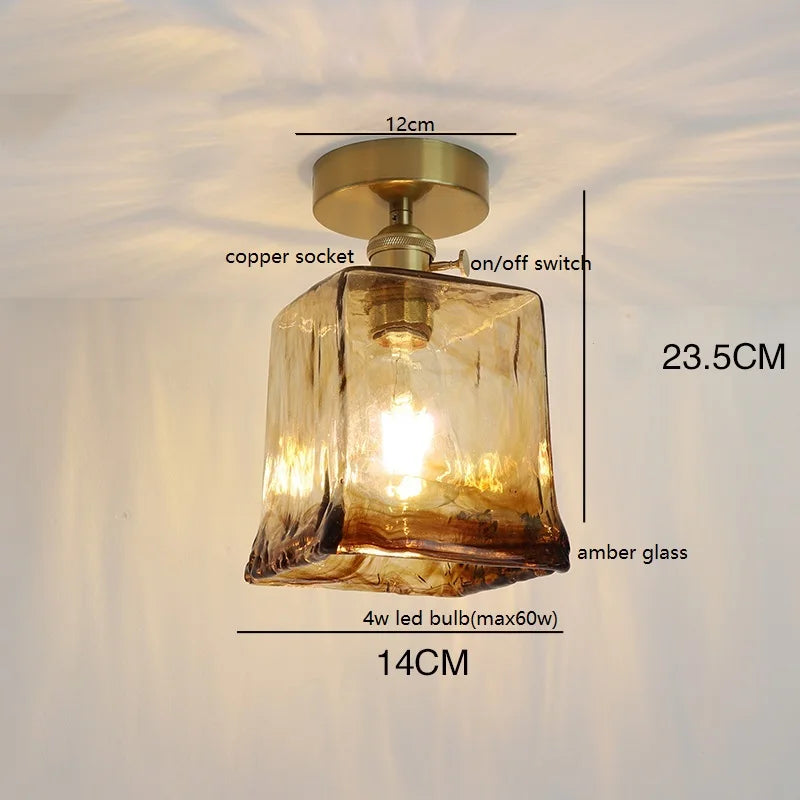 Éloise Amber Glas Kupfer Deckenleuchte