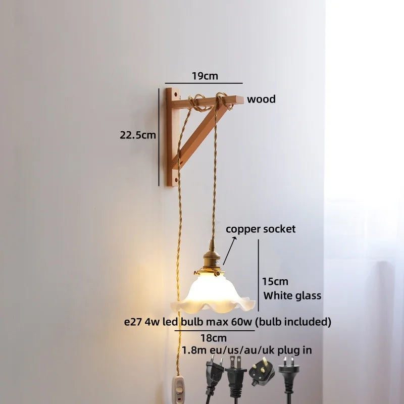 Élodie Nordische Keramik Holz LED Wandleuchte E27 Stecker