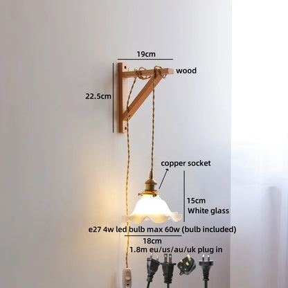Élodie Nordische Keramik Holz LED Wandleuchte E27 Stecker