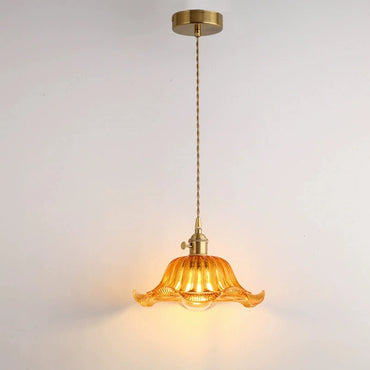 Valérie Vintage Art Deco Pendelleuchte aus Buntglas