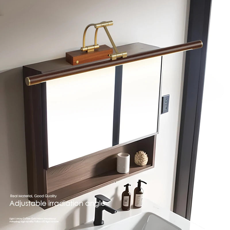 Élise Wood Grain Mirror Front LED Bathroom Light