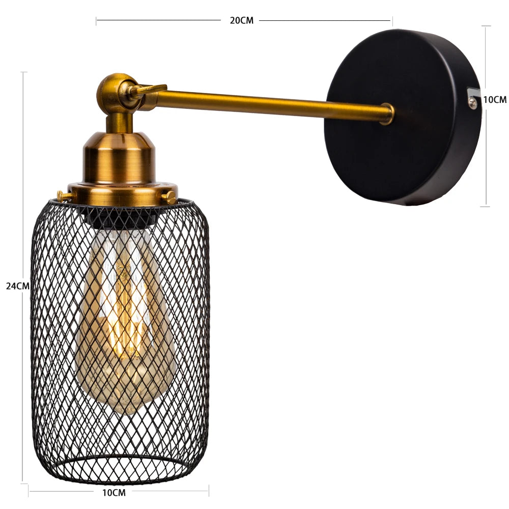 Élise Retro Holz Industrie Wandleuchte E27 LED Loft Wandlampe