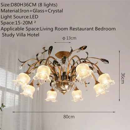 Évelyne Floral Glass Chandelier for Luxury Dining & Lobby Spaces