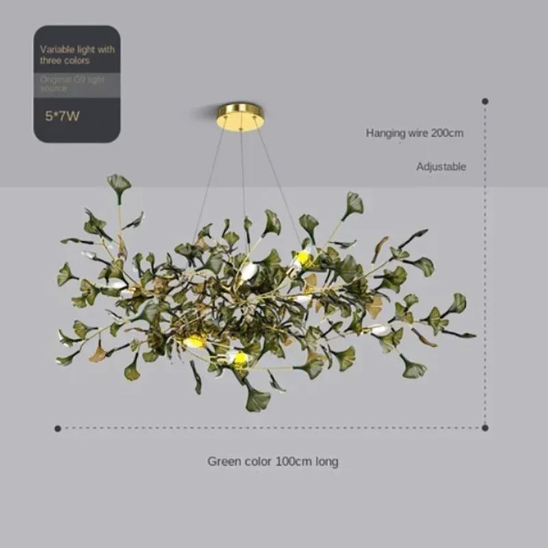Luxuriöser Ginkgoblatt-Glas-Ast-Kronleuchter