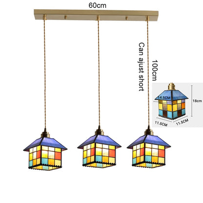 Camille Retro Buntglas-Pendelleuchte E27