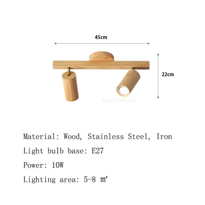 Camille Wooden LED E27 Surface Spotlight Ceiling Lamp