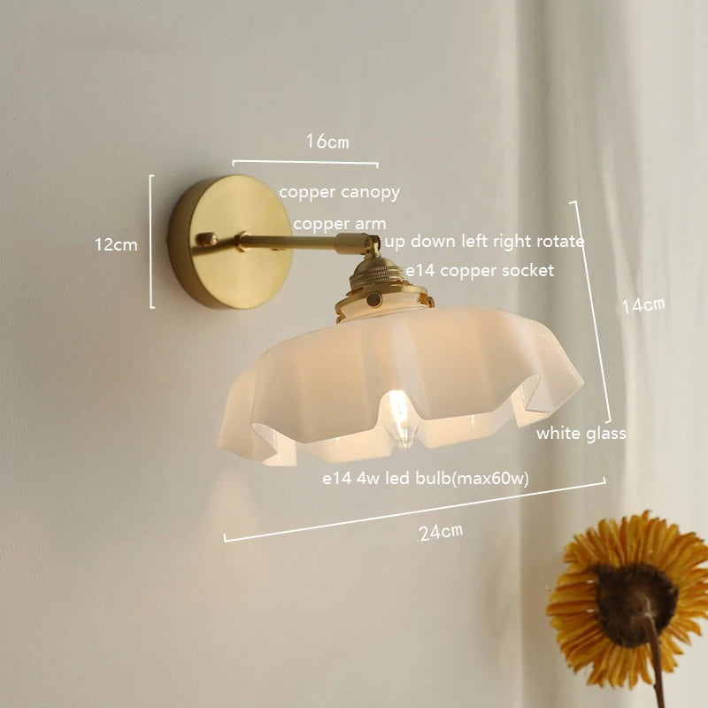 Élise Pink Glass Copper Wall Light