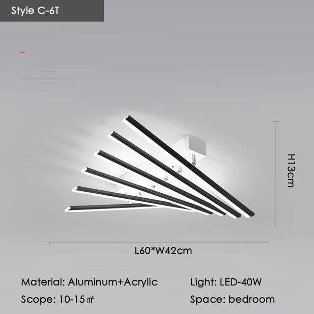 Élodie Minimalistische schwarze Linien-LED-Deckenleuchte, verstellbar