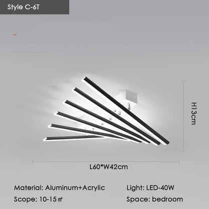 Élodie Minimalistische schwarze Linien-LED-Deckenleuchte, verstellbar
