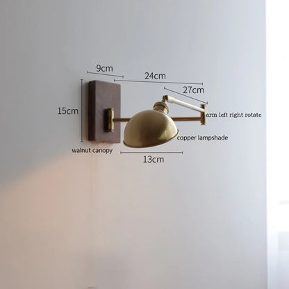 Colette Wood & Copper Adjustable Wall Light