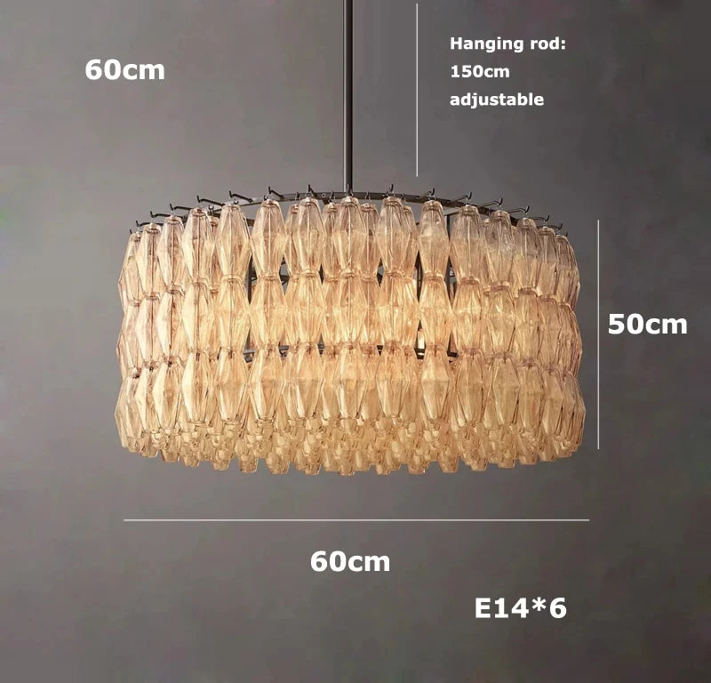 Retro Champagner Pendelleuchte für große Wohnzimmerbeleuchtung