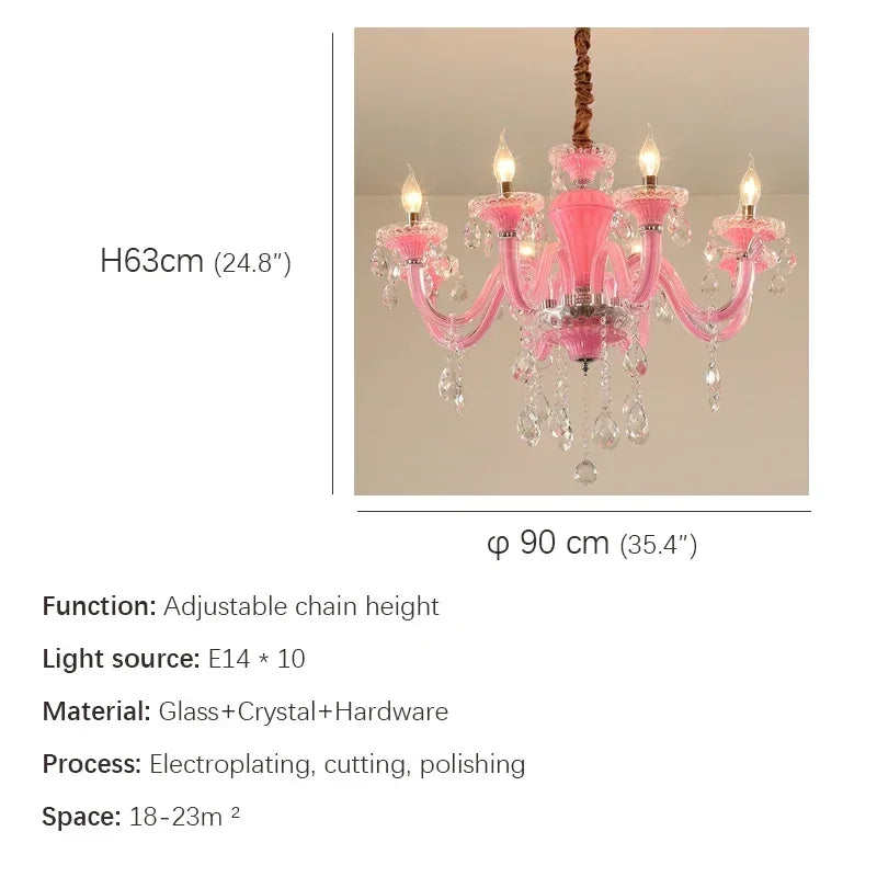 Kunst Kerze Rosa Kristall - Pendelleuchter für Schlafzimmer | Mädchenzimmer Kinderzimmer Wohnzimmer Restaurant