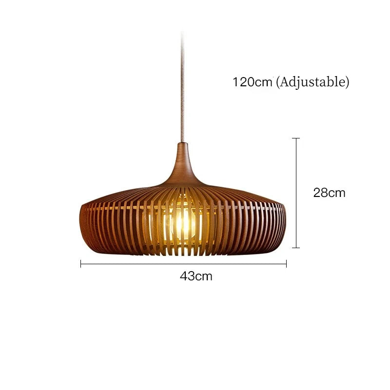 Élodie Wood Birdcage Pendant Lamp E27 Loft Dining Light
