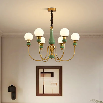 Geneviève Retro Gold Keramik-Kronleuchter