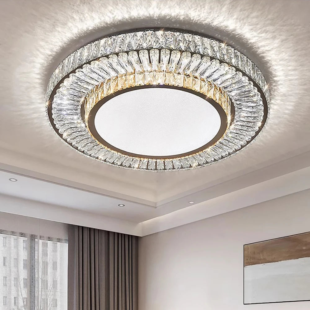Isabella Luxury Gold Crystal LED Ceiling Light with Remote