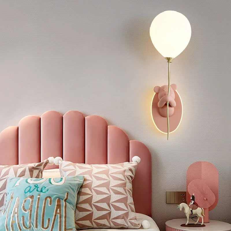 Chloé Balloon-Bär LED-Wandlampe Kinderzimmer Prinzessinnenstil