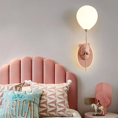 Chloé Balloon-Bär LED-Wandlampe Kinderzimmer Prinzessinnenstil