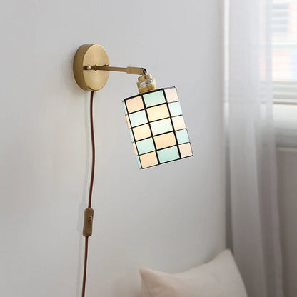 Isabelle Vintage Blue Glass Copper LED Wall Sconce