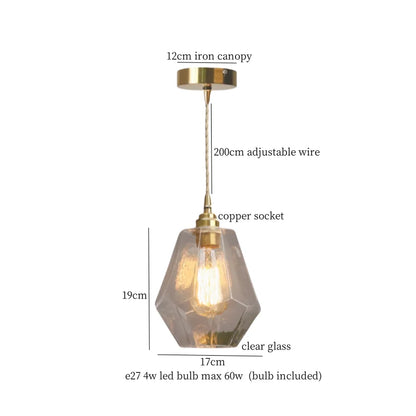 Élise Vintage Cracked Glass Copper LED Pendant Lamp Loft Style