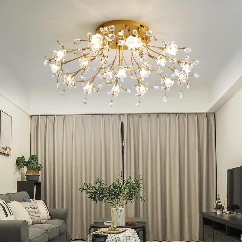 Eléonore Gold Crystal Branch Tree Ceiling Light
