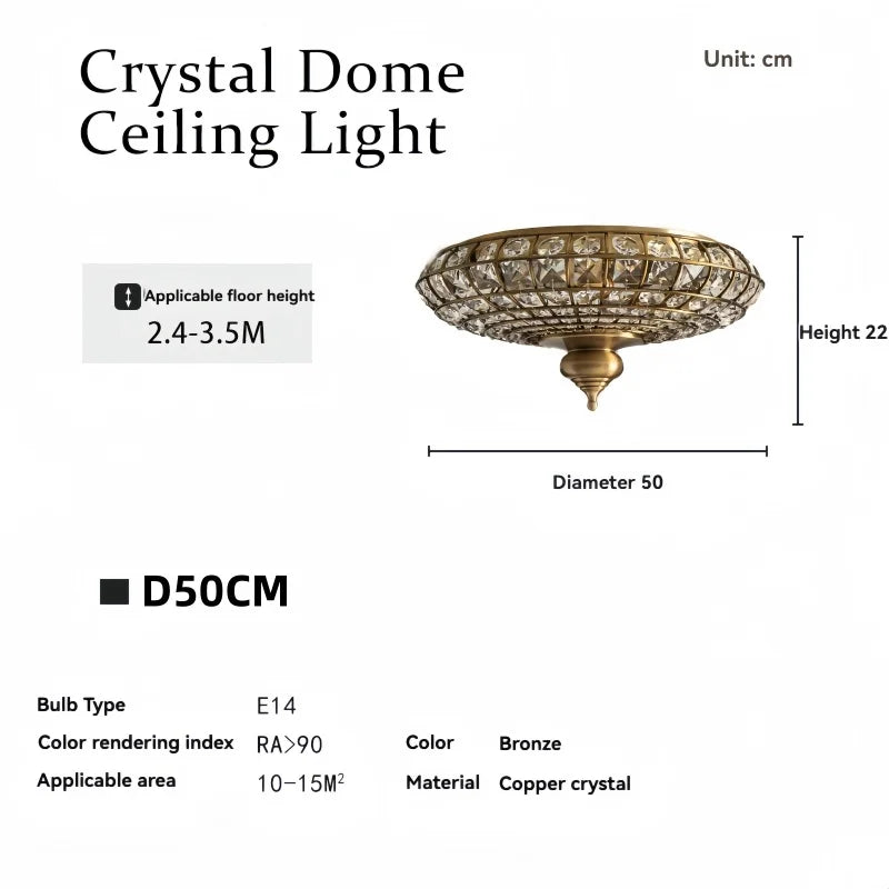 Élise Vintage Crystal Copper Ceiling Light Gold 5-Light