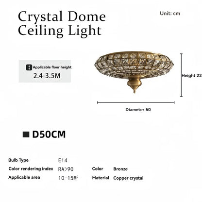 Élise Vintage Crystal Copper Ceiling Light Gold 5-Light
