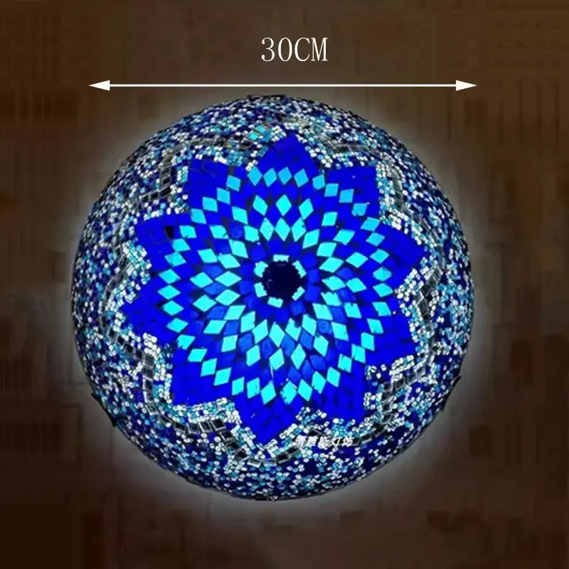 Madeleine Tiffany Stained Glass Ceiling Lamp Blue LED