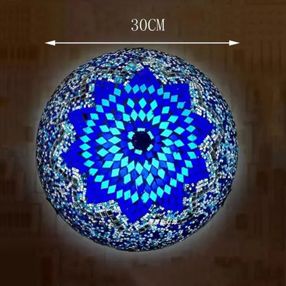 Madeleine Tiffany Stained Glass Ceiling Lamp Blue LED
