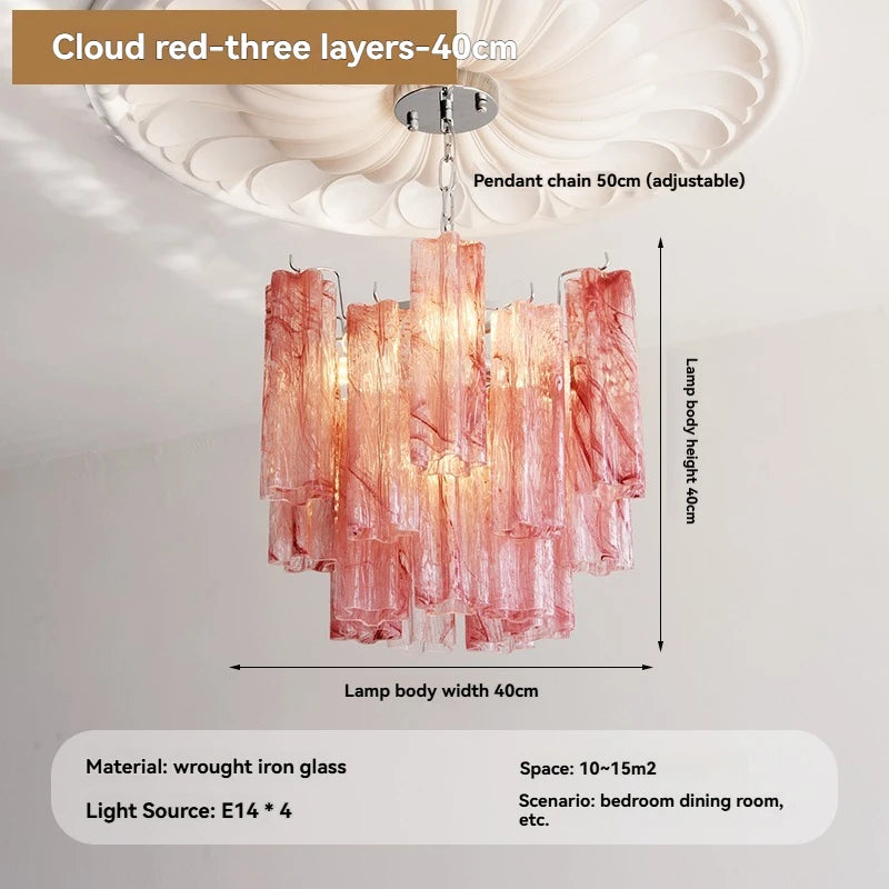 Camille Murano Glass Round Crystal Pendant Light Vintage Ceiling Lamp