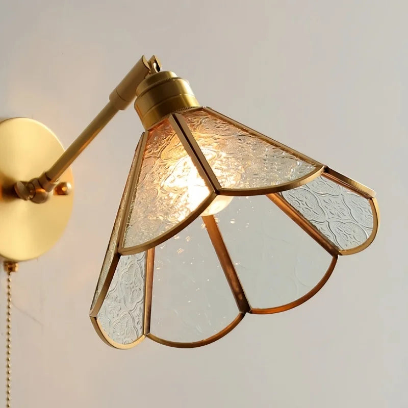 Élise Vintage Wandleuchte Messingarm aus Goldglas Kupfer mit LED