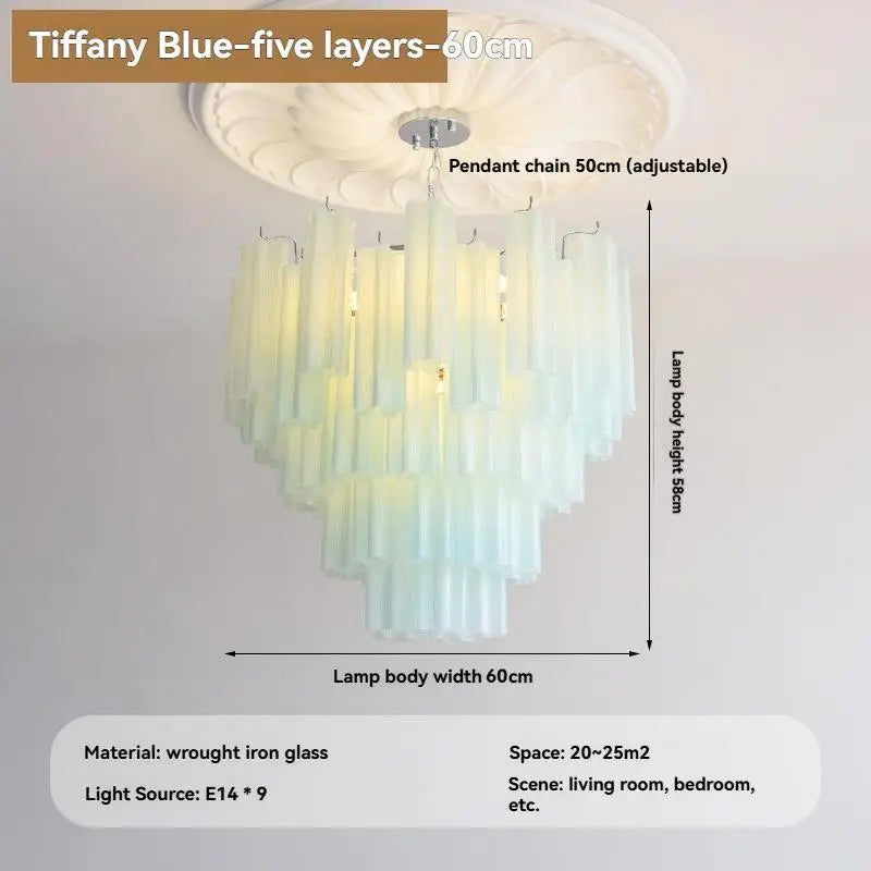 Camille Murano Glass Round Crystal Pendant Light Vintage Ceiling Lamp