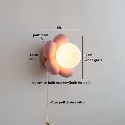 Kameliablumen-Glas-Wandleuchte für nordisches Kinderzimmer