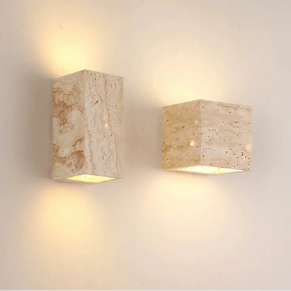 Élise Gelber Travertin-LED-Wandleuchte im japanischen Luxus-Stil
