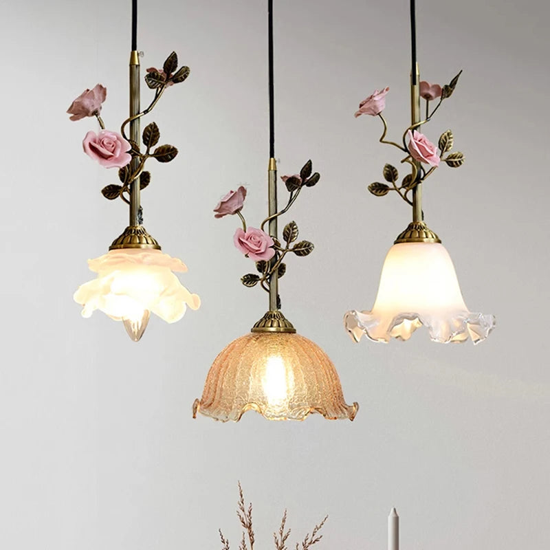 Élise Vintage French Rose Copper Pendant Ceiling Light